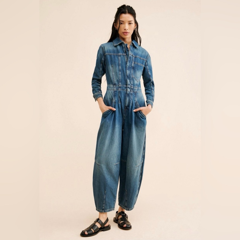 Free People Denim Jumpsuit